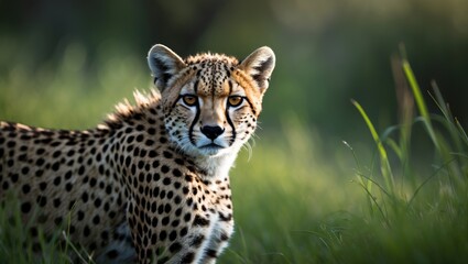 Close-up of a cheetah in the grassland