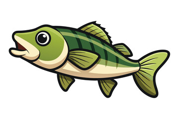  cute fishing sport bass fish. isolated cartoon animal illustration