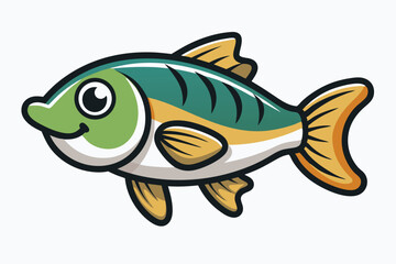  cute fishing sport bass fish. isolated cartoon animal illustration