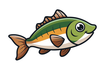 cute fishing sport bass fish. isolated cartoon animal illustration