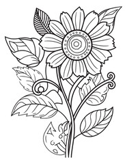 Zentangle  Dahlia Flower Coloring Page