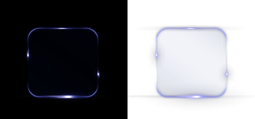 Futuristic holographic PNG interface frame. Glowing blue border for digital dashboards, sci-fi panels, virtual screens, and modern tech UI elements. Transparent background.