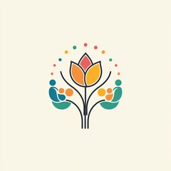 Abstract stylized tulip design, decorative element