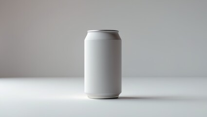 Close-up of a plain white 330ml beer can, isolated on a white background