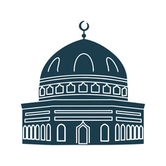 Obraz premium Minimalist Dome of the Rock Outline Vector - Dome of the Rock Outline – Iconic dome with geometric embellishments