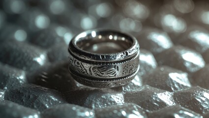 Silver ring resting on bubble wrap