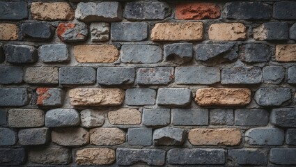 Fototapeta premium Detailed close-up of an aged brick wall highlighting intricate textures and rough patterns