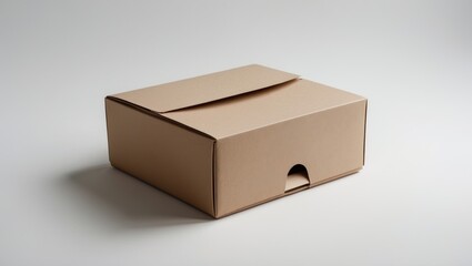 Obraz premium Flat paper carton resting on white surface