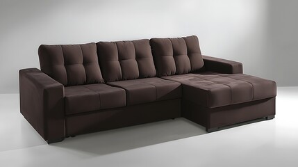 Obraz premium Brown couch with four pillows and a black arm rest