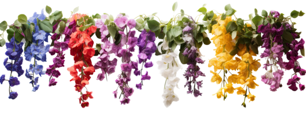 Lovely Flowers and Ivy Vines Composition on transparent background