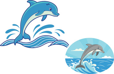 Fototapeta premium Leaping Dolphin Splash Vector Illustration for Ocean Themes