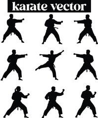 Karate Vector Martial Artists in Action Silhouettes