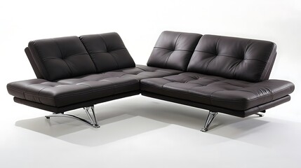 Obraz premium Black leather couch with a silver frame