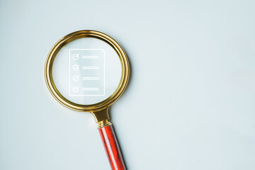 Document evaluation inspect. Contract agreement audit. Assessment survey evaluation check.