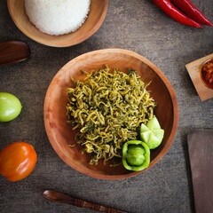 Indonesian Stir-Fried Teri (Anchovies) with Green Chili Sauce (Sambal Ijo)