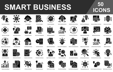 Smart Business Editable Icons set. Vector illustration in modern thin glyph style of business related icons