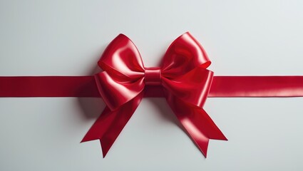 Red ribbon bow isolated on festive background