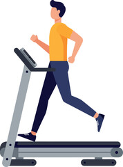 Fototapeta premium Man running on treadmill indoor fitness exercise workout vector illustration 