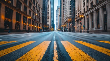 Obraz premium Empty City Street: A Deserted Metropolis