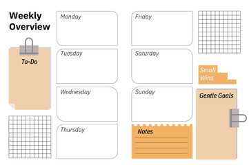 Minimalist Weekly Planner Layout with To-Do and Goals Sections