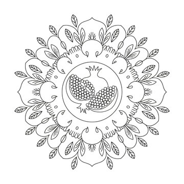 pomegranate mandala coloring page clip art preview