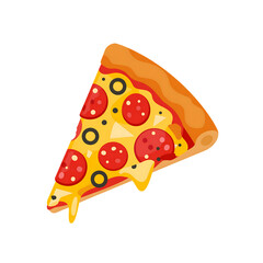Art pizza slice with and cheese bold red and yellow on transparent background 