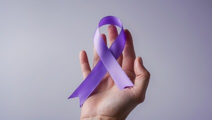Lavender purple ribbon symbolizing support and awareness for health and disease