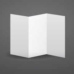 Blank vector white tri fold brochure template.