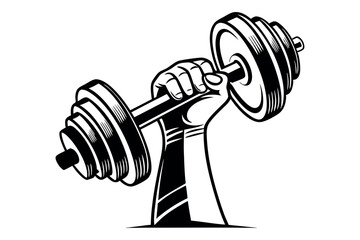 Illustration of a human hand with a barbell