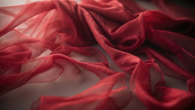 Elegant folded red tulle fabric texture suitable for backdrop use