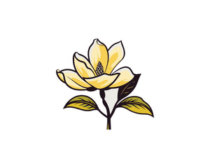 This elegant icon features a blooming yellow flower with detailed petals and green leaves, symbolizing beauty, growth, and nature. Its clean and vibrant design makes it ideal for use in natural produc