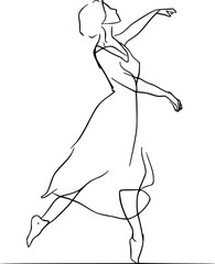 vector one line drawing woman in dress .Generative AI