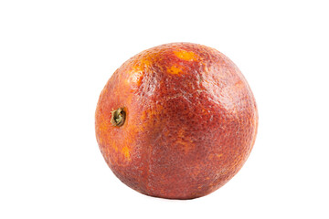 On a white background red citrus orange. Macro. Isolated