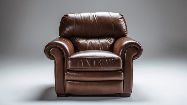 Leather armchair on a white background