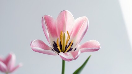 Fototapeta premium Macro of a single tulip head isolated on background