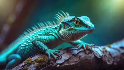 Obraz premium Wildlife of Indo-Chinese Forest Featuring Blue-Crested Lizard and Colorful Creatures
