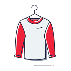 Stylish Red and White Long Sleeve T-Shirt on Hanger  