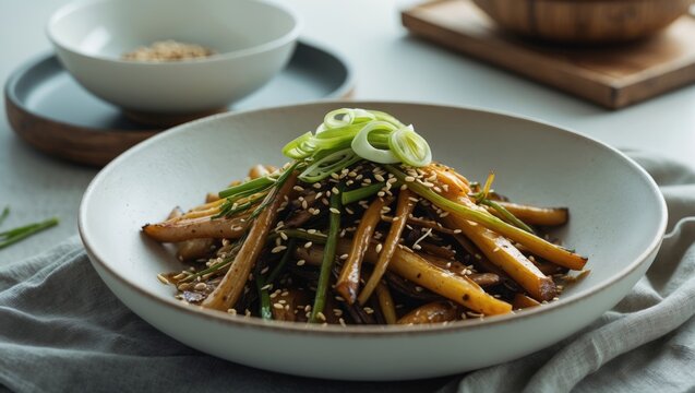 Korean Side Dish featuring Seasoned Bracken and Spring Herbs