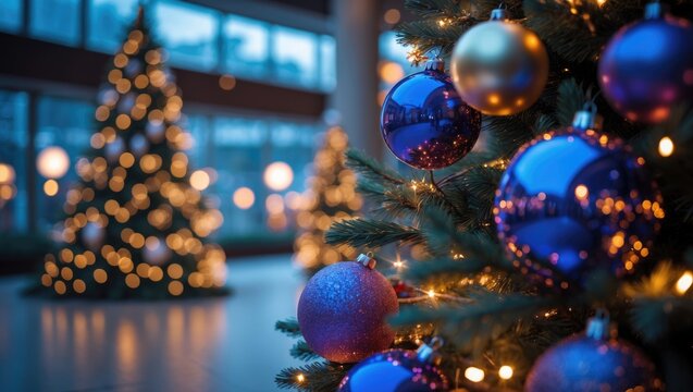 Celebrating the Christmas season with decorations and lights in the boulevard and square