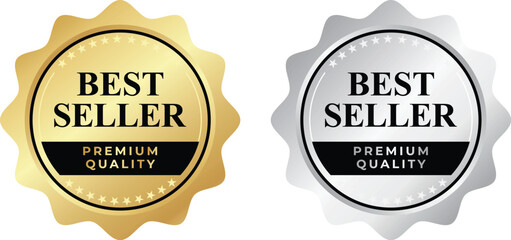 Best seller badge logo design. Best seller sticker label. 100% Satisfaction Guaranteed. Vector Illustration.