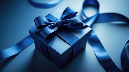 Elegant blue gift box adorned with a bow for special occasions