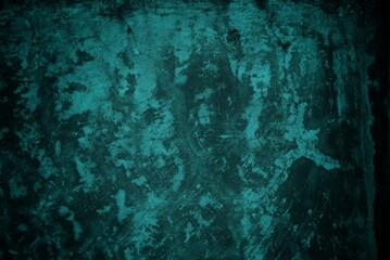 cracked wall background with light green rays, The background is a combination of dark green and black on the side there is a dark vignette