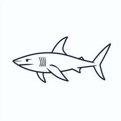 Obraz premium Shark line art illustration, ocean background, marine life, kids book