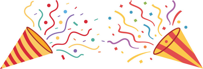 3D Confetti Burst from Birthday Cap Vector Illustration