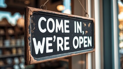 Come In and Join Us &acirc;&euro;&ldquo; Vintage Business Sign Open Now