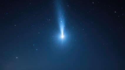 Comet streaking across the starry night sky with glowing stars and cosmic backdrop