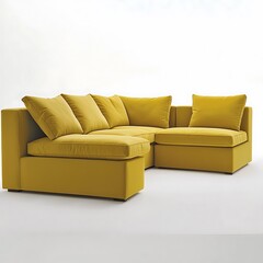 Colorful Sofa L-Shape, two seater, sofa bed, isolated on white background