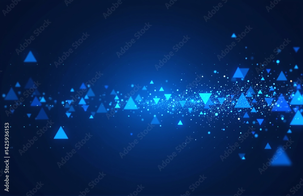 Aufkleber Bright Blue Cyber Background Features Dots And Triangle Shapes In A Seamless Loop Of Modern Geometric Abstract Design With Volumetric Lights.