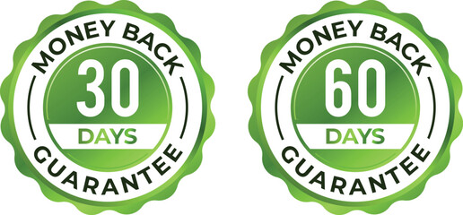 30 60 Day Money Back Guarantee Label Refund Assurance Badge Design