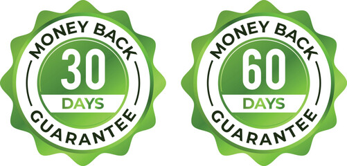 30 60 Day Money Back Guarantee Label Refund Assurance Badge Design